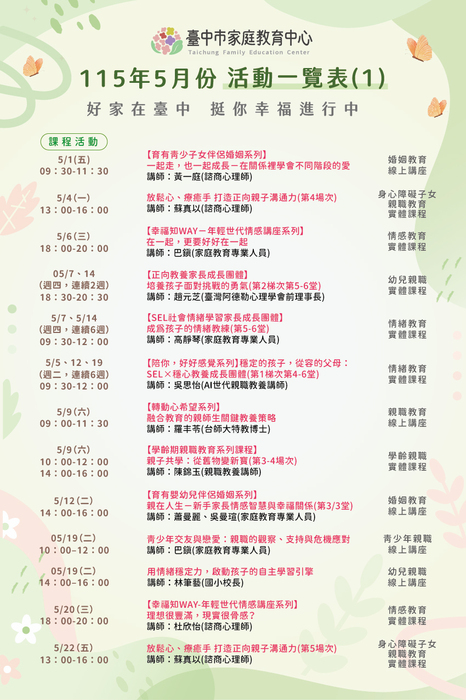 家庭教育中心5月份活動-1